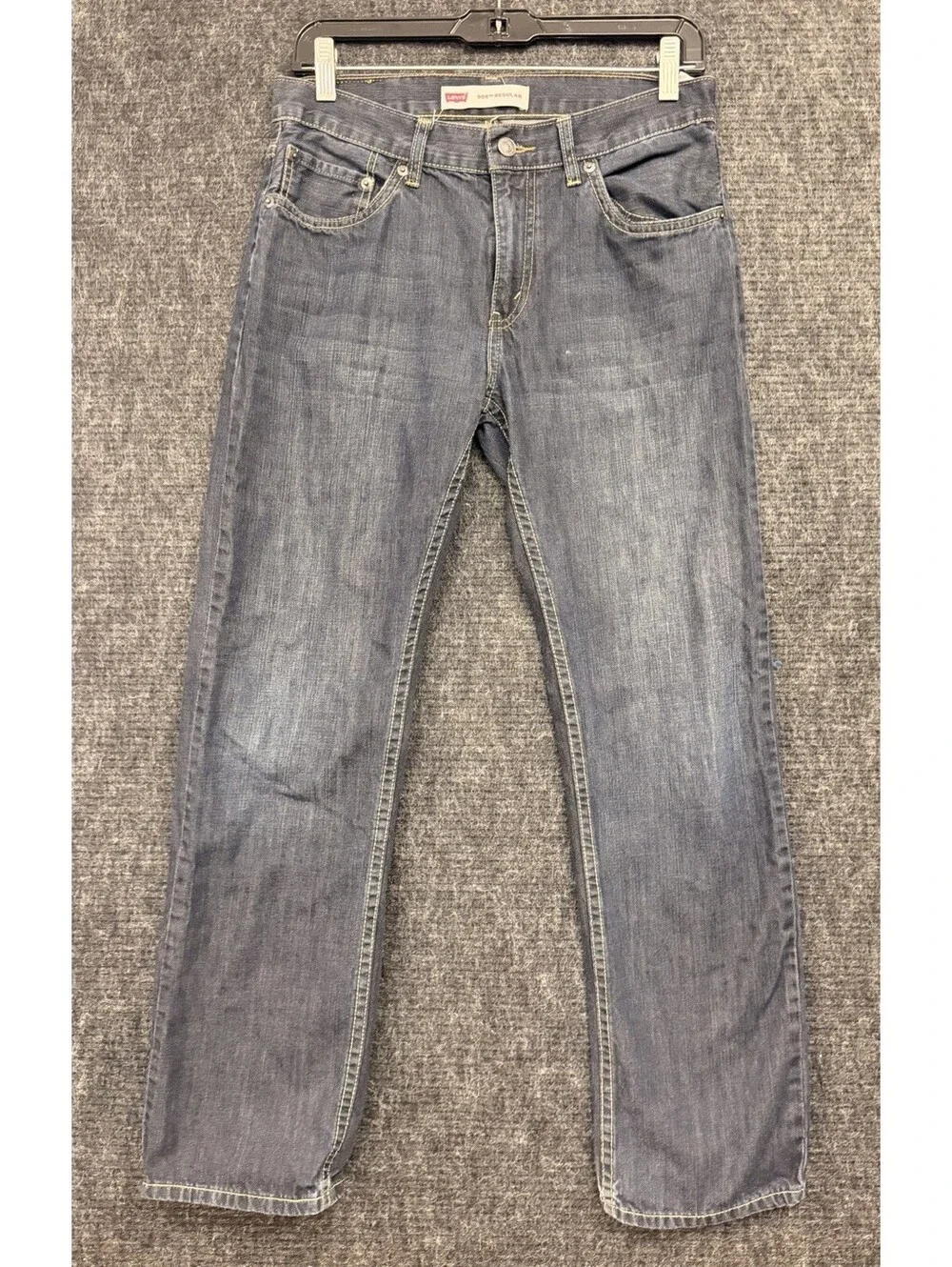 Levi Strauss & Co Boys 505 Regular Fit Straight Leg Blue Denim Jeans Size 18